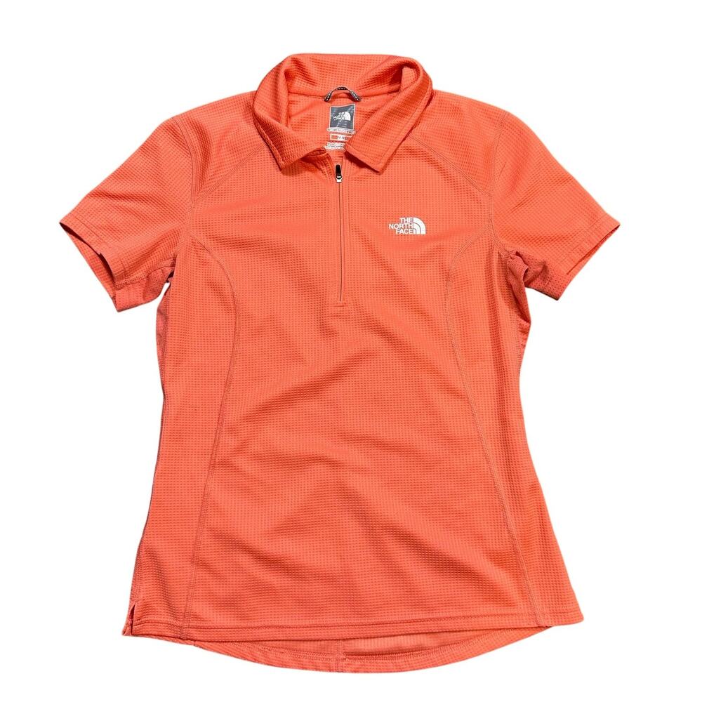 The North Face Orange Quarter Zip Short Sleeve Top with Collar